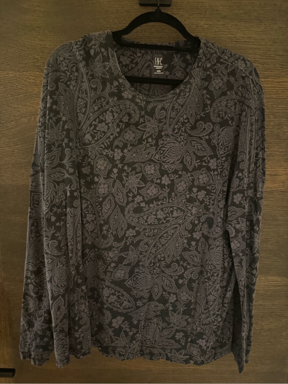 INC International Concepts Gray Paisley Long Sleeve Shirt